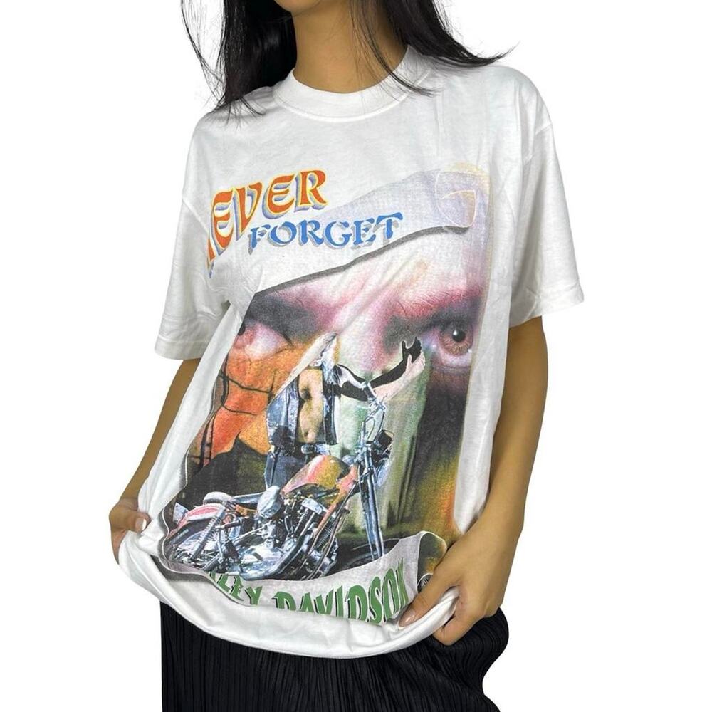 Vintage 1998 Harley Davidson Anvil Tag Graphic Top